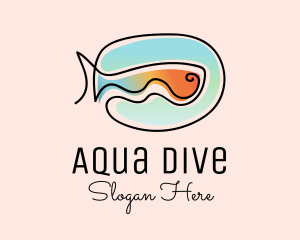 Ocean Fish Monoline logo design