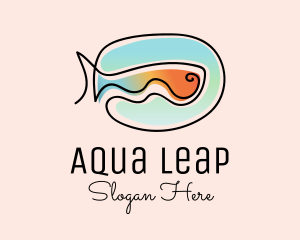 Ocean Fish Monoline logo design