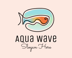 Ocean - Ocean Fish Monoline logo design