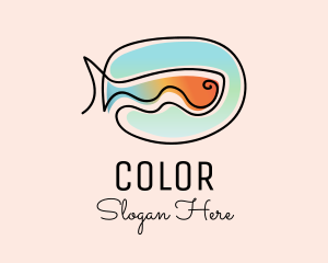 Island - Ocean Fish Monoline logo design