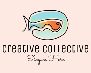 Ocean Fish Monoline logo design