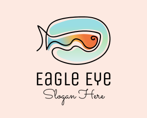 Ocean Fish Monoline logo design