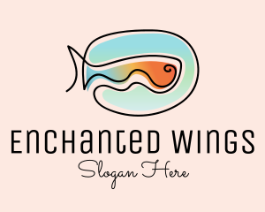 Ocean Fish Monoline logo design