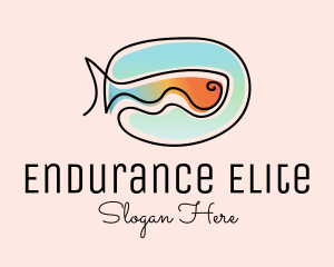 Ocean Fish Monoline logo design