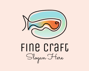 Ocean Fish Monoline logo design