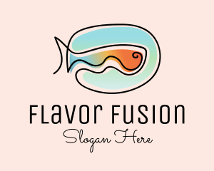 Recipe - Ocean Fish Monoline logo design