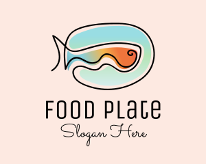 Plate - Ocean Fish Monoline logo design