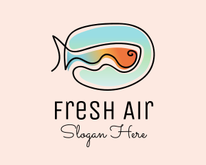 Ocean Fish Monoline logo design