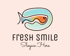 Ocean Fish Monoline logo design