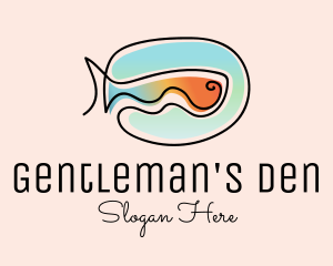 Ocean Fish Monoline logo design