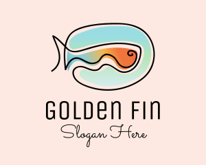 Goldfish - Ocean Fish Monoline logo design