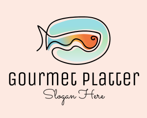 Platter - Ocean Fish Monoline logo design