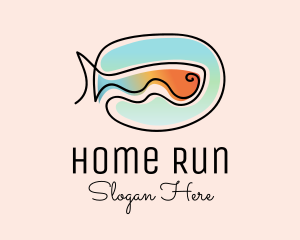 Ocean Fish Monoline logo design