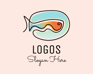 Island - Ocean Fish Monoline logo design