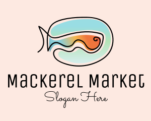 Mackerel - Ocean Fish Monoline logo design