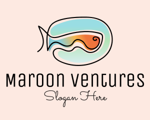 Ocean Fish Monoline logo design