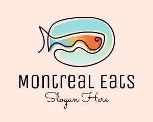 Ocean Fish Monoline logo design