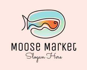 Ocean Fish Monoline logo design