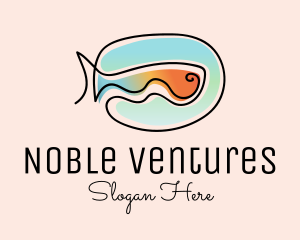 Ocean Fish Monoline logo design