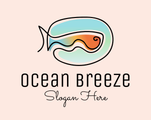 Ocean Fish Monoline logo design