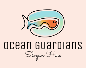 Ocean Fish Monoline logo design