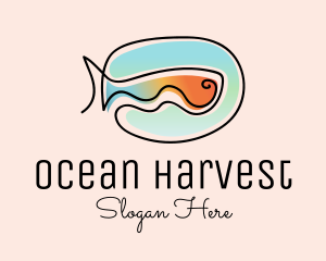 Fisheries - Ocean Fish Monoline logo design