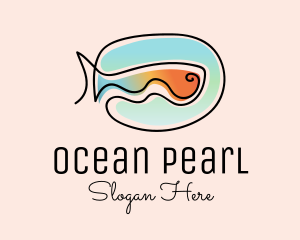 Ocean Fish Monoline logo design