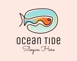 Ocean Fish Monoline logo design