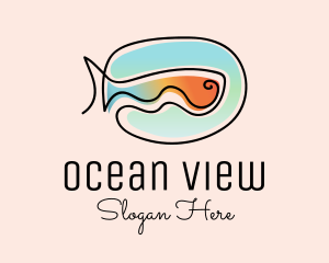 Ocean Fish Monoline logo design