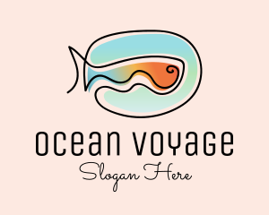 Ocean Fish Monoline logo design