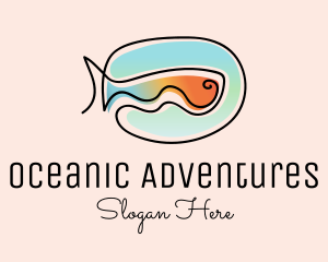 Ocean Fish Monoline logo design