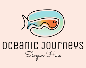 Ocean Fish Monoline logo design