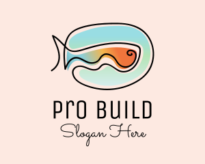 Ocean Fish Monoline logo design