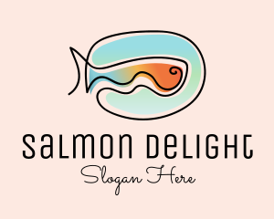 Salmon - Ocean Fish Monoline logo design