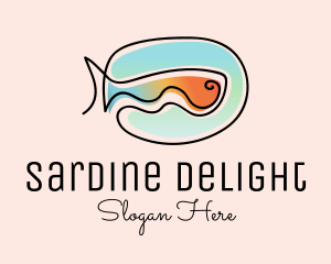 Sardine - Ocean Fish Monoline logo design
