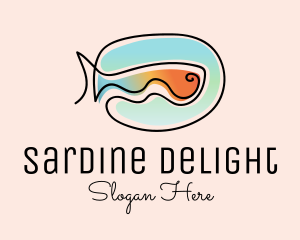 Ocean Fish Monoline logo design