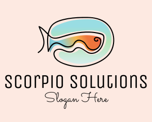 Ocean Fish Monoline logo design