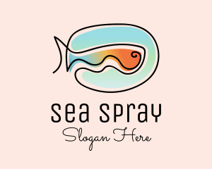 Ocean Fish Monoline logo design