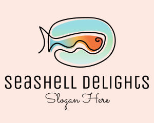 Ocean Fish Monoline logo design