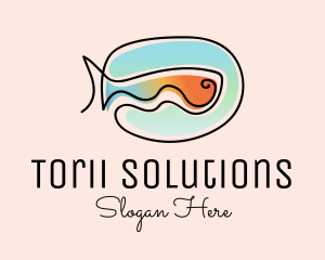 Ocean Fish Monoline logo design