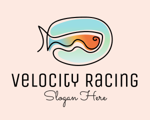 Ocean Fish Monoline logo design