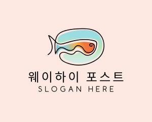 Ocean Fish Monoline logo design