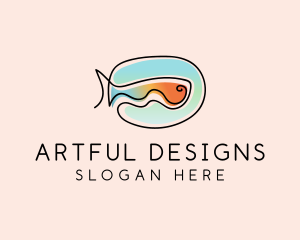 Ocean Fish Monoline logo design