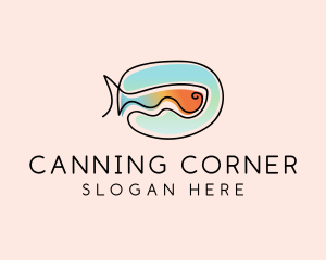 Ocean Fish Monoline logo design