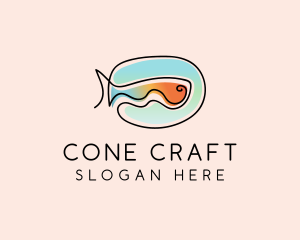 Ocean Fish Monoline logo design