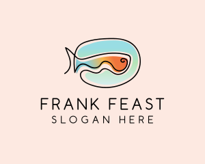 Ocean Fish Monoline logo design