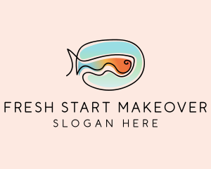 Ocean Fish Monoline logo design