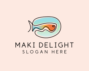 Ocean Fish Monoline logo design