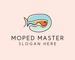 Ocean Fish Monoline logo design