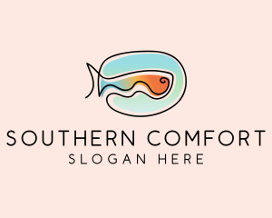 Ocean Fish Monoline logo design